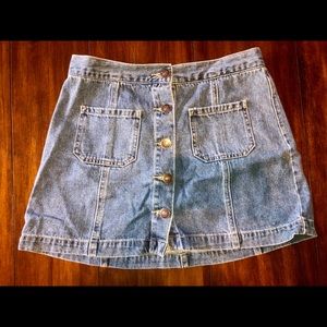 Button Denim Mini Skirt